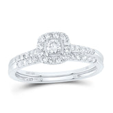 1/2CTW-DIA NK CUSHION SINGLE HALO BRIDAL SET
